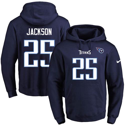 Nike Titans #25 Adoree' Jackson Navy Blue Name & Number Pullover NFL Hoodie